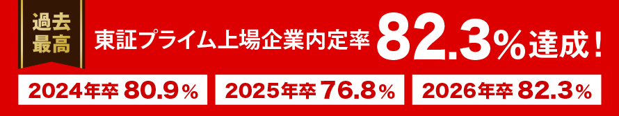 3年連続 東証プライム上場企業内定率77%達成